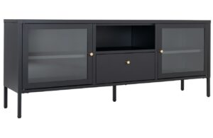 Nordic Living Čern&yacute; kovov&yacute; TV stolek Dobby 160 x 35 cm