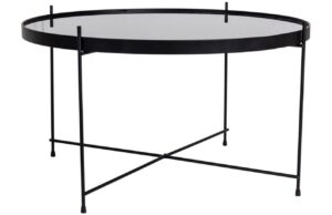 Nordic Living Čern&yacute; kulat&yacute; skleněn&yacute; konferenčn&iacute; stolek Emeli 70 cm