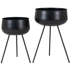 Nordic Living Set dvou čern&yacute;ch kovov&yacute;ch květin&aacute;čů Adora 28/34 cm