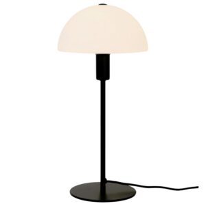 Nordlux Op&aacute;lově b&iacute;l&aacute; skleněn&aacute; stoln&iacute; lampa Ellen s černou podstavou