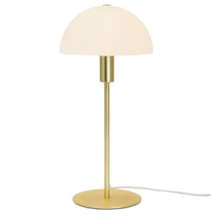 Nordlux Op&aacute;lově b&iacute;l&aacute; skleněn&aacute; stoln&iacute; lampa Ellen s mosaznou podstavou