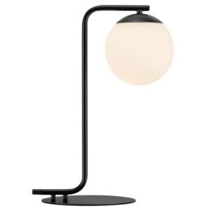 Nordlux Op&aacute;lově b&iacute;l&aacute; skleněn&aacute; stoln&iacute; lampa Grant s černou podstavou