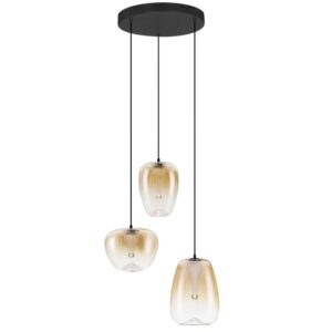 Nova Luce Jantarově hněd&eacute; skleněn&eacute; z&aacute;věsn&eacute; světlo Oblo 41 cm
