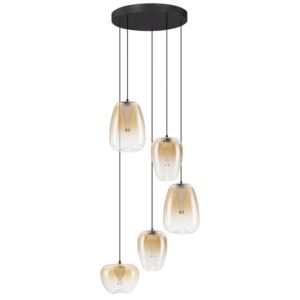 Nova Luce Jantarově hněd&eacute; skleněn&eacute; z&aacute;věsn&eacute; světlo Oblo 47 cm