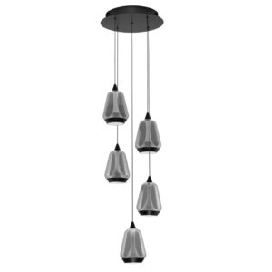 Nova Luce Kouřově &scaron;ed&eacute; skleněn&eacute; z&aacute;věsn&eacute; LED světlo Alish 33 cm