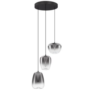 Nova Luce Kouřově &scaron;ed&eacute; skleněn&eacute; z&aacute;věsn&eacute; světlo Oblo 41 cm