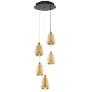 Nova Luce Zlat&eacute; skleněn&eacute; z&aacute;věsn&eacute; LED světlo Alish 33 cm