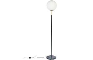 Op&aacute;lově b&iacute;l&aacute; skleněn&aacute; stojac&iacute; lampa ZUIVER ORION 145 cm s mramorov&yacute;m podstavcem