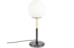Op&aacute;lově b&iacute;l&aacute; skleněn&aacute; stoln&iacute; lampa ZUIVER ORION s mramorov&yacute;m podstavcem