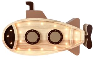 Peekaboo Barevn&aacute; dřevěn&aacute; dětsk&aacute; LED lampa Ponorka II. 40 cm