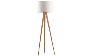 Př&iacute;rodn&iacute; stojac&iacute; lampa ZUIVER TRIPOD s b&iacute;l&yacute;m st&iacute;nidlem