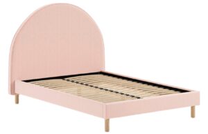 Růžov&aacute; boucl&eacute; postel Vipack Moon 140 x 200 cm