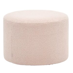 Růžov&yacute; boucl&eacute; taburet Kave Home Kaeli 60 cm