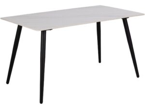 Scandi B&iacute;l&yacute; keramick&yacute; j&iacute;deln&iacute; stůl s kovovou podnož&iacute; Wiera 140 x 80 cm