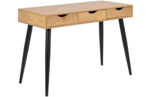 Scandi Hněd&yacute; dřevěn&yacute; pracovn&iacute; stůl Pluto s černou podnož&iacute; 110x50 cm