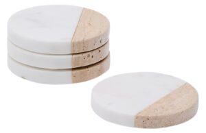 Set čtyř b&iacute;lo-hněd&yacute;ch mramorov&yacute;ch podt&aacute;cků Kave Home Nivol