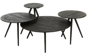 Set čtyř čern&yacute;ch dřevěn&yacute;ch odkl&aacute;dac&iacute;ch stolků J-line Takke 70/50/40/30 cm