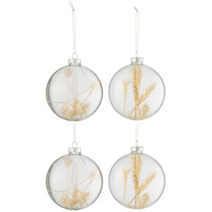 Set čtyř skleněn&yacute;ch v&aacute;nočn&iacute;ch ozdob J-line Flea 10 cm