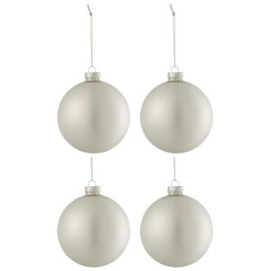 Set čtyř stř&iacute;brn&yacute;ch skleněn&yacute;ch v&aacute;nočn&iacute;ch ozdob J-Line Flo 10 cm