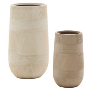 Set dvou b&eacute;žov&yacute;ch zahradn&iacute;ch květin&aacute;čů Kave Home Tival &Oslash; 24/35 cm