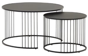 Set dvou čern&yacute;ch skleněn&yacute;ch konferenčn&iacute;ch stolků Kave Home Hadar 45/75 cm