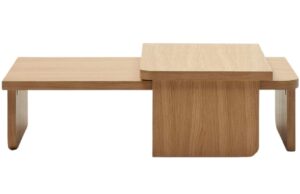 Set dvou dubov&yacute;ch konferenčn&iacute;ch stolků Kave Home Oaq 89x62/140x75 cm