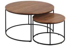 Set dvou ořechov&yacute;ch konferenčn&iacute;ch stolků Kave Home Yoana 50/80 cm