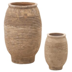 Set dvou př&iacute;rodn&iacute;ch zahradn&iacute;ch květin&aacute;čů Kave Home Llonga &Oslash; 32/54 cm