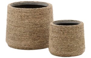 Set dvou zahradn&iacute;ch květin&aacute;čů z př&iacute;rodn&iacute;ch vl&aacute;ken Kave Home Sigal