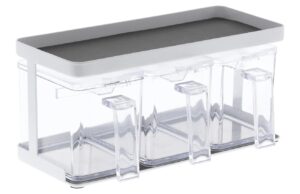 Set tř&iacute; plastov&yacute;ch d&oacute;z Yamazaki Tower 650 ml se stojanem
