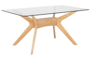 Skleněn&yacute; j&iacute;deln&iacute; stůl Somcasa Della 160 x 90 cm s dubovou podnož&iacute;