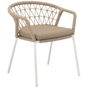 Somcasa B&eacute;žov&aacute; zahradn&iacute; židle Solene s b&iacute;lou podnož&iacute;