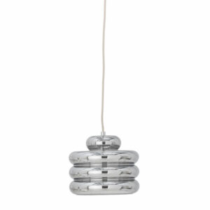 Stř&iacute;brn&eacute; skleněn&eacute; z&aacute;věsn&eacute; světlo Bloomingville Spike 24 cm