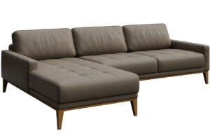 Světle hněd&aacute; kožen&aacute; rohov&aacute; pohovka MESONICA Musso Tufted
