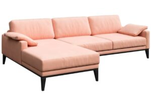 Světle růžov&aacute; sametov&aacute; rohov&aacute; pohovka MESONICA Musso 248 cm