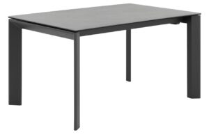 Světle &scaron;ed&yacute; keramick&yacute; rozkl&aacute;dac&iacute; j&iacute;deln&iacute; stůl Somcasa Lisa 140/200 x 90 cm s černou podnož&iacute;