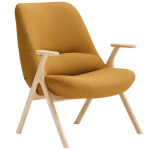 Teulat N&iacute;zk&eacute; žlut&eacute; křeslo Dins s dřevěnou podnož&iacute;