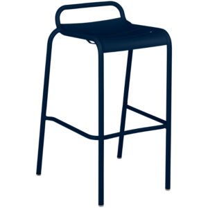 Tmavě modr&aacute; kovov&aacute; barov&aacute; židle Fermob Luxembourg 79 cm