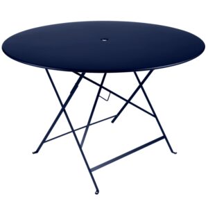 Tmavě modr&yacute; kovov&yacute; skl&aacute;dac&iacute; stůl Fermob Bistro 117 cm
