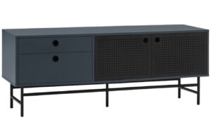 Tmavě modr&yacute; lakovan&yacute; TV stolek Teulat Punto 140 x 40 cm