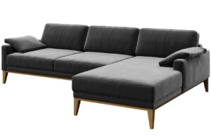 Tmavě &scaron;ed&aacute; sametov&aacute; rohov&aacute; pohovka MESONICA Musso