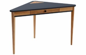 Tmavě &scaron;ed&yacute; lakovan&yacute; rohov&yacute; pracovn&iacute; stůl RAGABA ASHME 114 x 61 cm