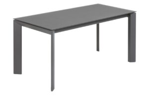 Tmavě &scaron;ed&yacute; skleněn&yacute; rozkl&aacute;dac&iacute; j&iacute;deln&iacute; stůl Kave Home Axis 160/220x90 cm