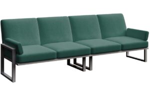 Tmavě zelen&aacute; čtyřm&iacute;stn&aacute; zahradn&iacute; pohovka MESONICA Soledo s antracitovou podnož&iacute; 270 cm