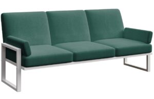 Tmavě zelen&aacute; tř&iacute;m&iacute;stn&aacute; zahradn&iacute; pohovka MESONICA Soledo s b&iacute;lou podnož&iacute; 205 cm