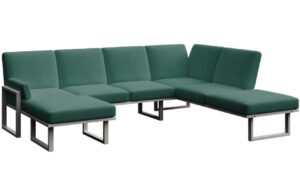 Tmavě zelen&aacute; zahradn&iacute; pohovka do "U" MESONICA Soledo s antracitovou podnož&iacute; 281 cm