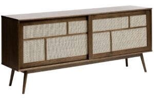 Unique Furniture Tmavě hněd&aacute; dubov&aacute; komoda Barrali 180 x 45 cm