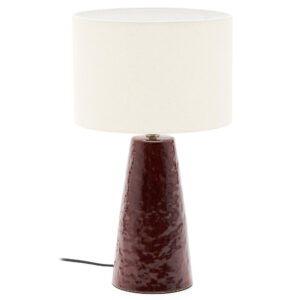 V&iacute;nově červen&aacute; keramick&aacute; stoln&iacute; lampa Kave Home Drava