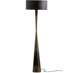 WOOOD Černo zlat&aacute; kovov&aacute; stojac&iacute; lampa Bessie 151 cm