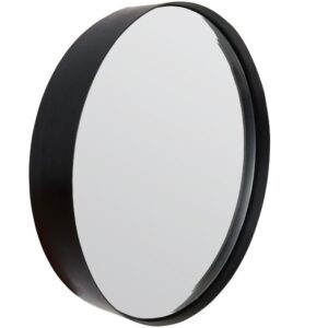 White Label Čern&eacute; z&aacute;věsn&eacute; zrcadlo WLL Raj Large O 75 cm